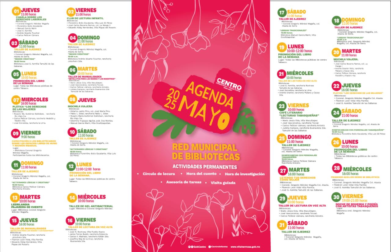 Invita Gobierno de Centro a disfrutar de actividades culturales gratuitas durante mayo