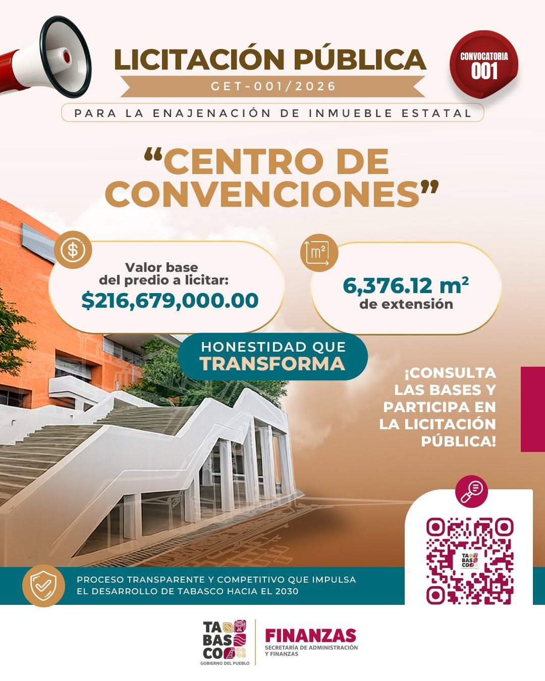 Anuncia el Gobierno de Tabasco Licitación Pública Nacional 